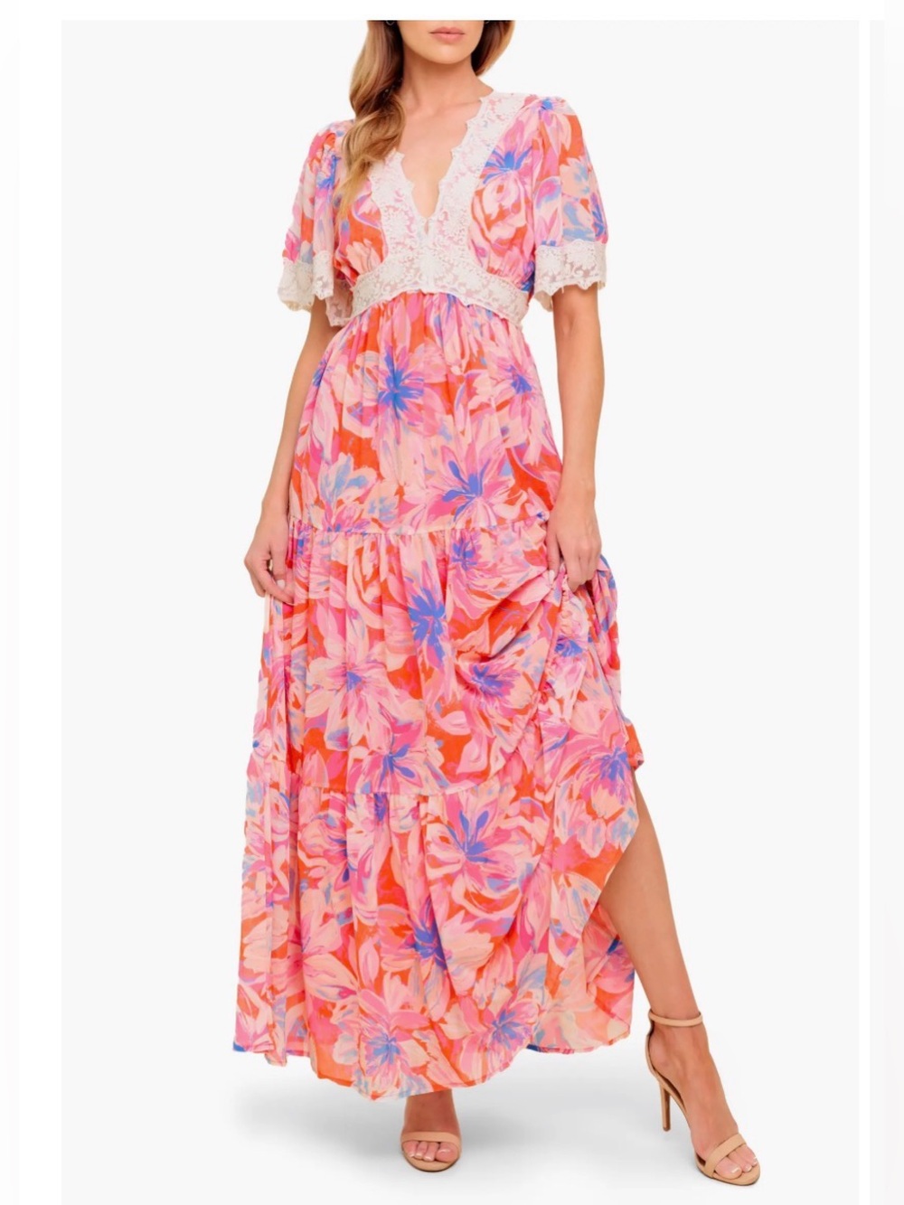 Flying Tomato Minimal Bloom Woven Maxi Dress